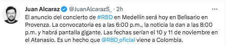 Se confirmaría el 13 febrero en Provenza la llegada de RBD a Medellín 3 concierto rebelde medellin