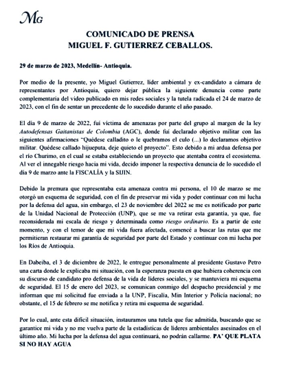 Captura comunicado