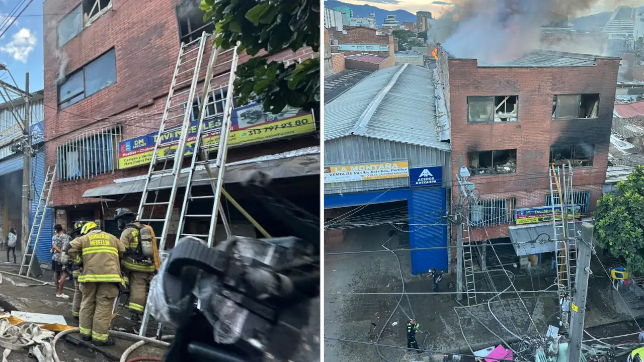 Reportan incendio de dos locales comerciales en Medellín