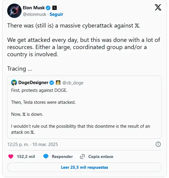 Elon Musk aseguró que la caída de X a nivel mundial se debe a un “ciberataque masivo” 1 Elon-Musk
