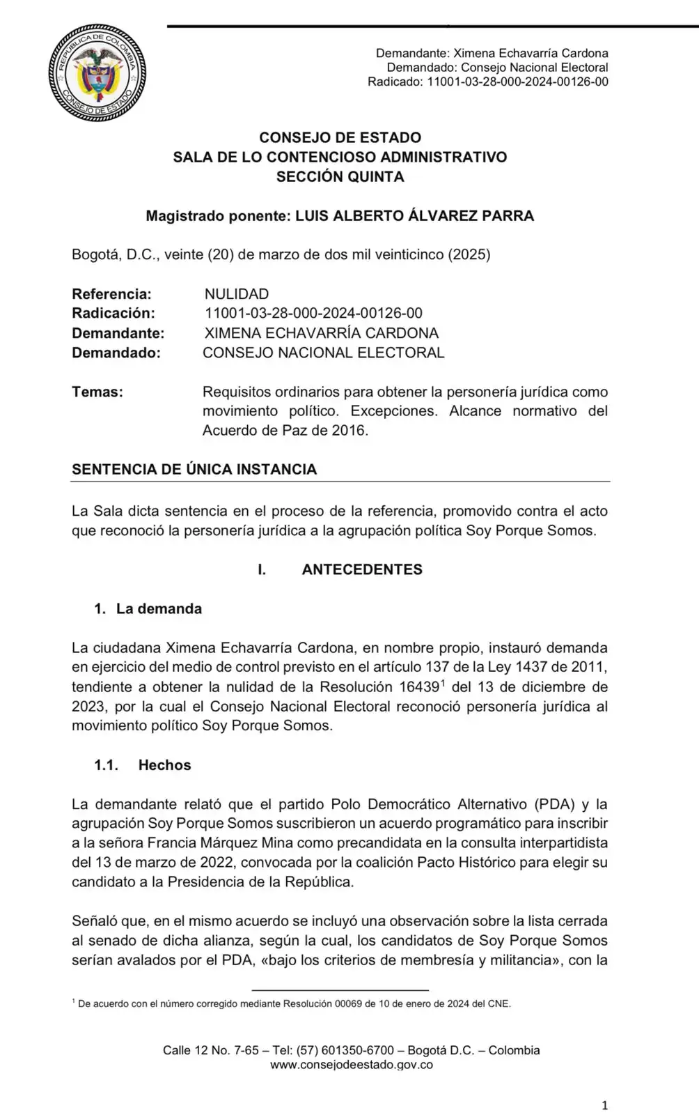 ¿Por qué el Consejo de Estado dejó sin personería jurídica partido político de Francia Márquez? 1 Resolución-Francia-Márquez