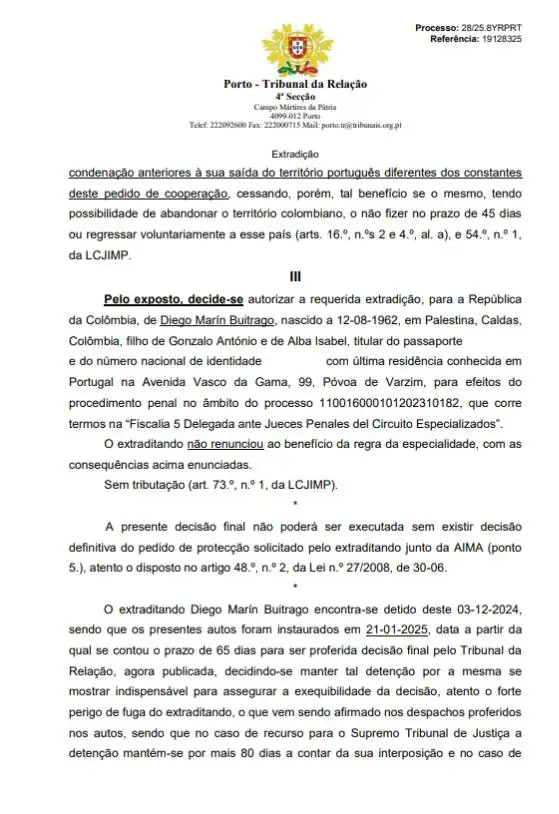 ¡Luz verde! Extradición de “Papá Pitufo” a Colombia fue aprobada por el Tribunal de Apelación de Oporto, en Portugal 2 Tribunal-Oporto-1