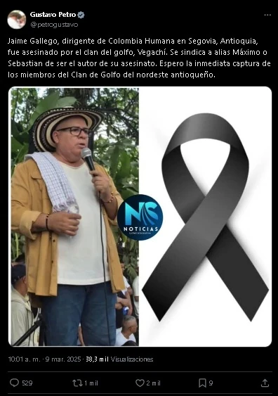 Presidente Gustavo Petro responsabilizó al Clan del Golfo por el asesinato del líder social Jaime Gallego 1 petro-pronuncia-homicidio-lider-minero-jaime-gallego-clangolfo1