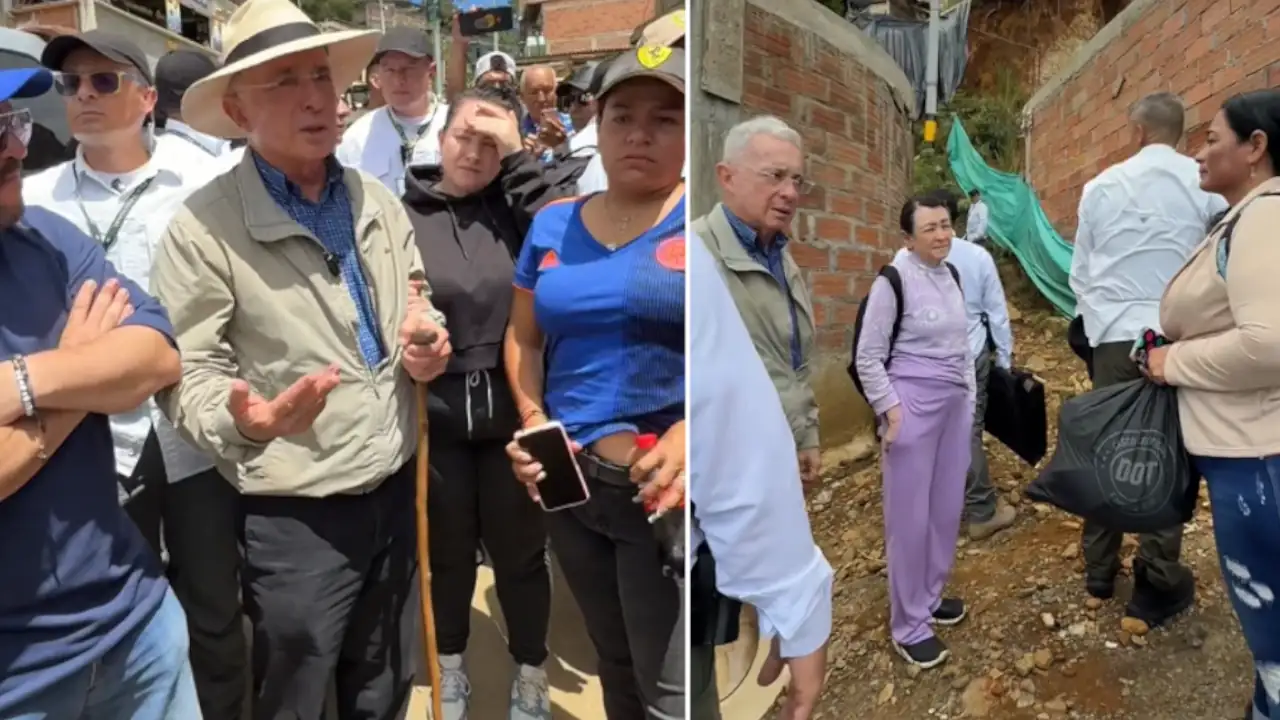 Álvaro Uribe visitó Bello en medio de la emergencia que ha dejado 22 fallecidos