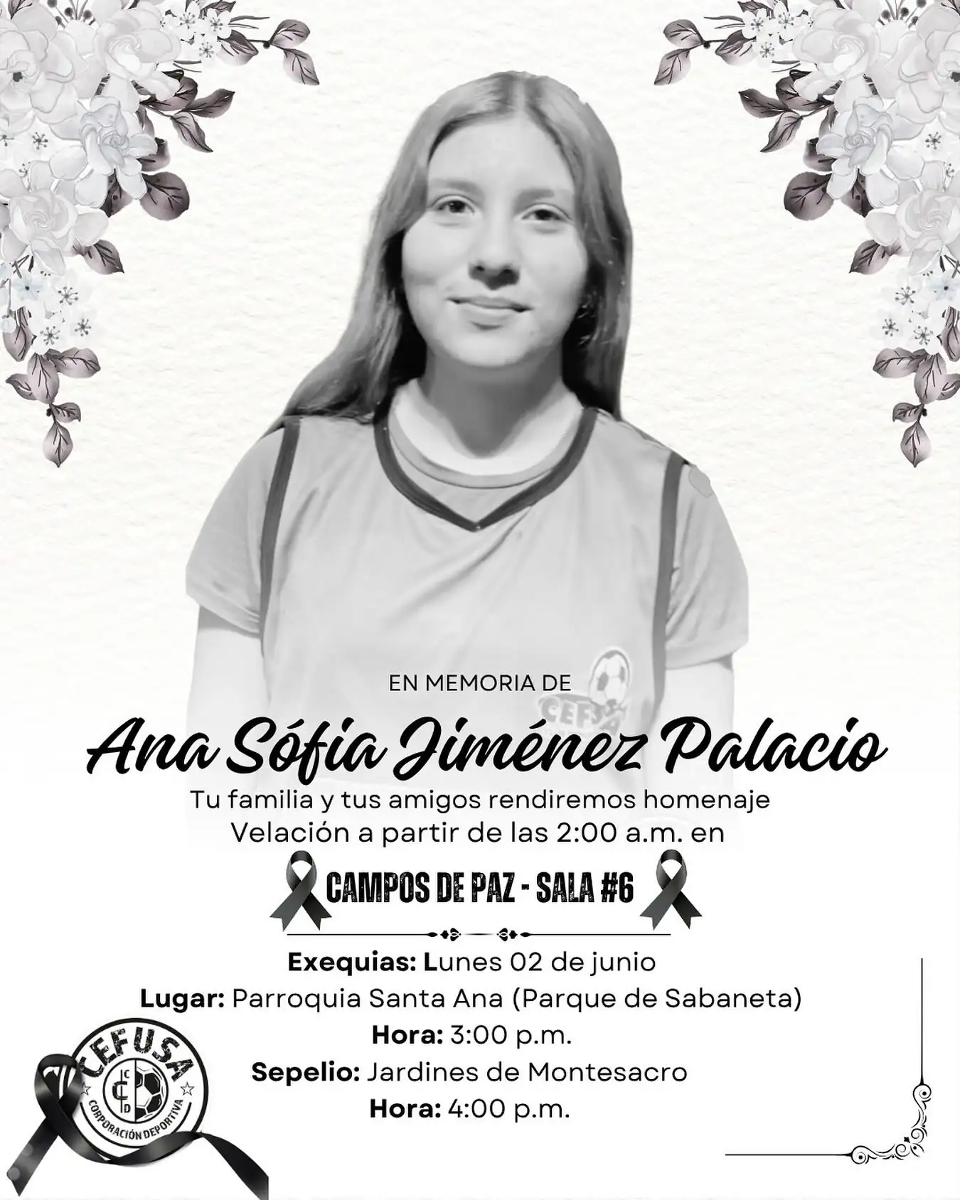 Ella era Ana Sofía, la promesa del fútbol juvenil de Sabaneta que falleció en un accidente vial