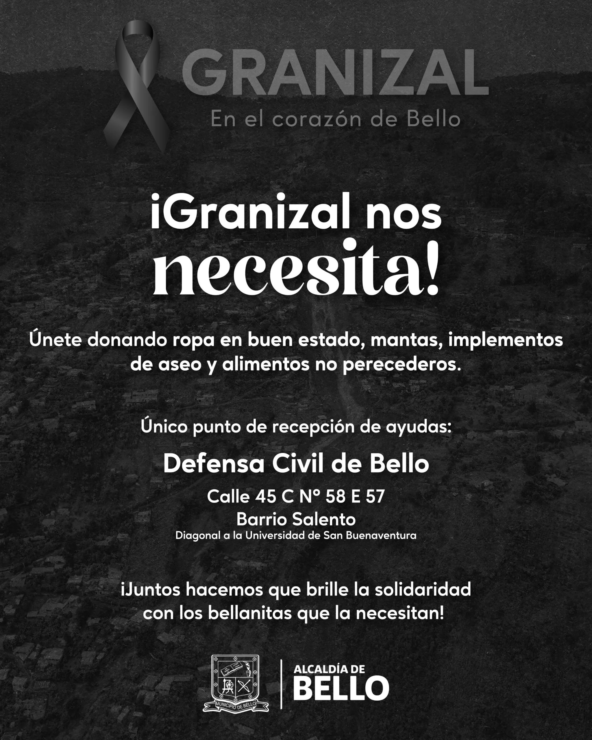 Alcaldía de Bello da nuevo reporte tras tragedia en Granizal: no paran los rescates y ayudas 2 Donacion Bello scaled