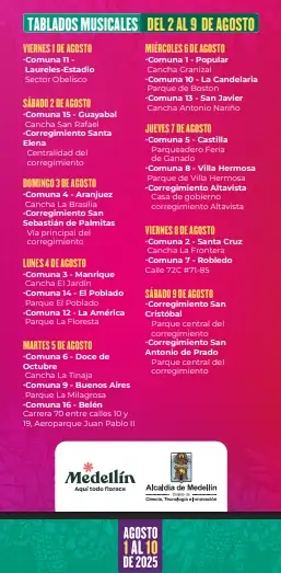 fechas, lugares y artistas 2 tablados-feria-flores-medellin-2025