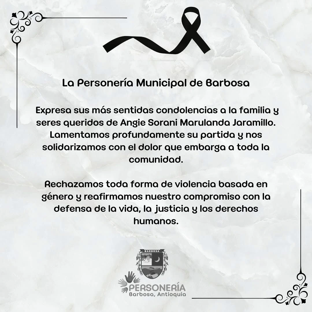 ¡Exigen justicia! Ella era Anyi, la joven madre de 22 años que fue asesinada Barbosa 1 Personeria Barbosa 2