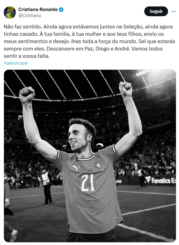 “Descansa en paz, Diogo”: fanáticos del Liverpool le rinden homenaje a Jota y figuras a nivel mundial reaccionan 2 reaccion cristiano