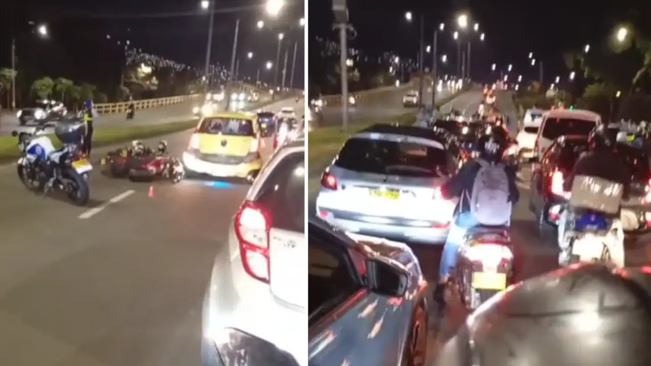 Un taxi y dos motos chocaron en la Autopista Norte